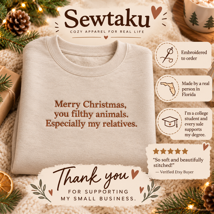 Funny Christmas Embroidered Sweatshirt Family Holiday Crewneck