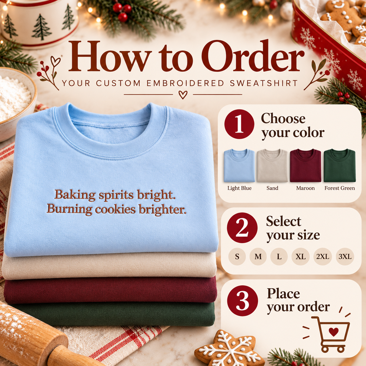 Funny Christmas Baking Sweatshirt | Embroidered Holiday Crewneck