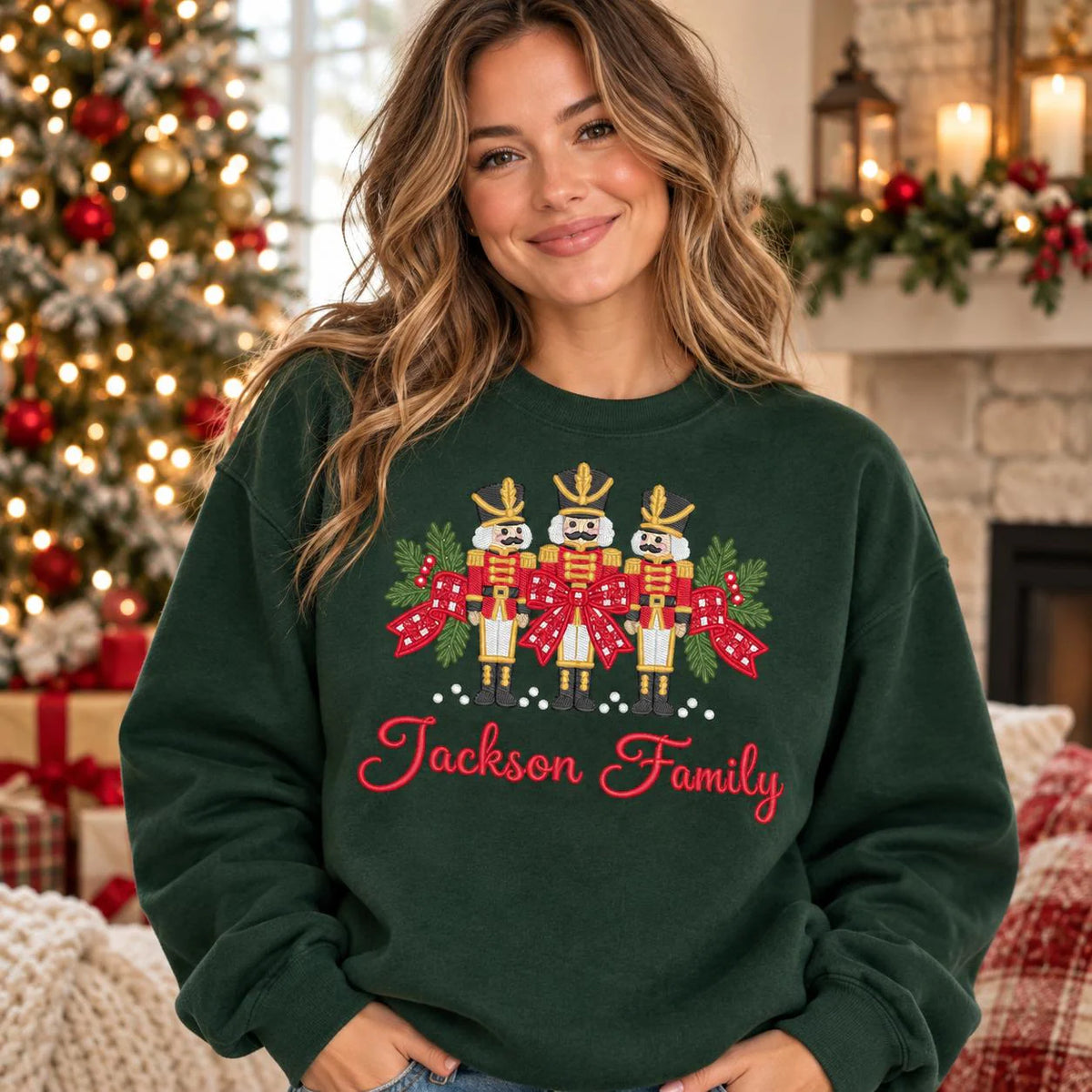 Personalized Christmas Sweatshirt Custom Family Name Nutcracker Crewneck