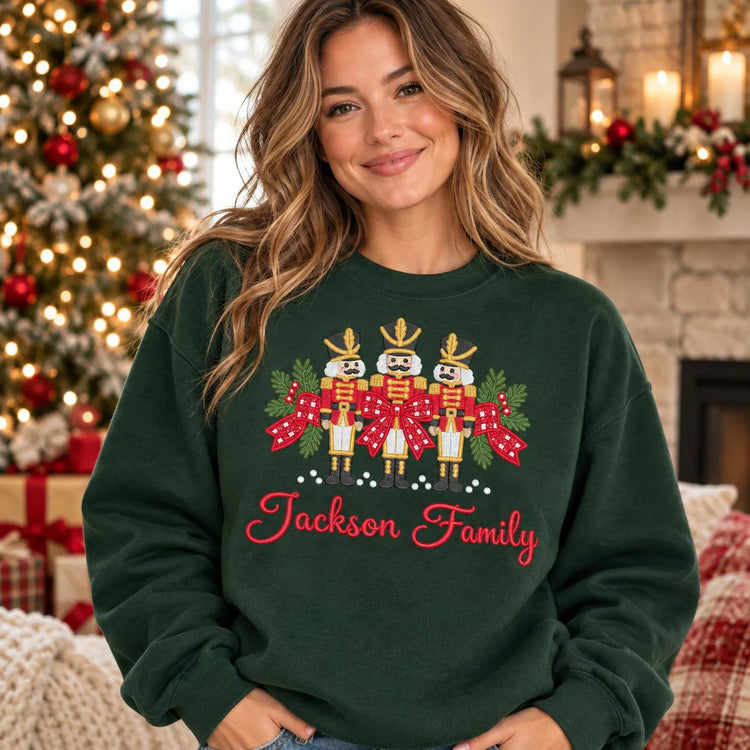 Personalized Christmas Sweatshirt Custom Family Name Nutcracker Crewneck