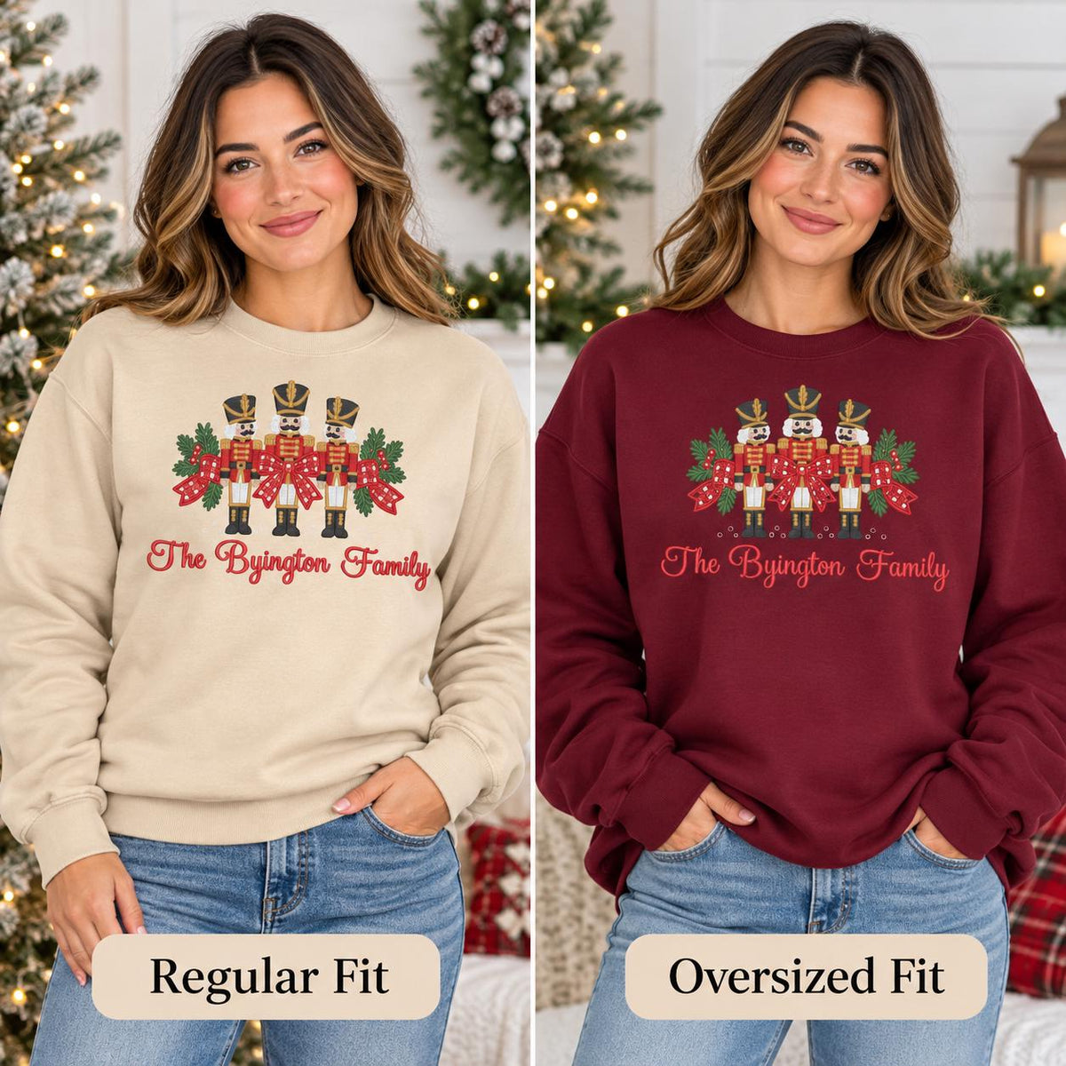 Personalized Christmas Sweatshirt Custom Family Name Nutcracker Crewneck