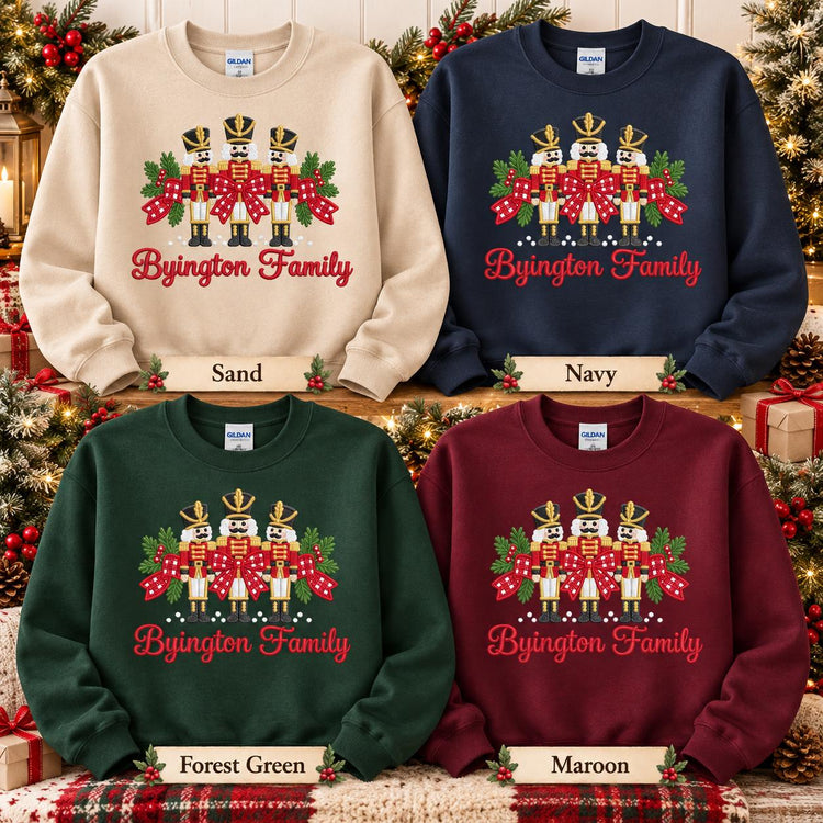 Personalized Christmas Sweatshirt Custom Family Name Nutcracker Crewneck