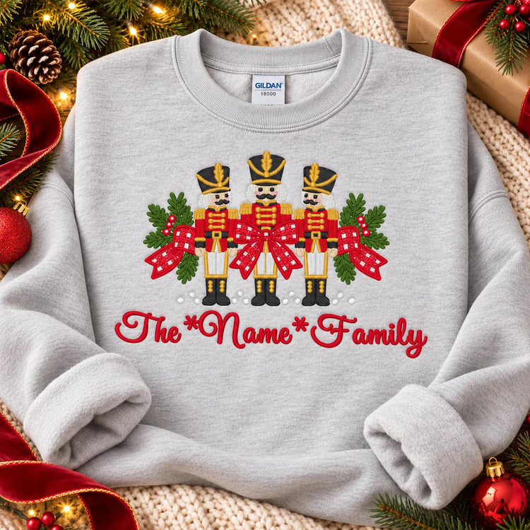 Personalized Christmas Sweatshirt Custom Family Name Nutcracker Crewneck