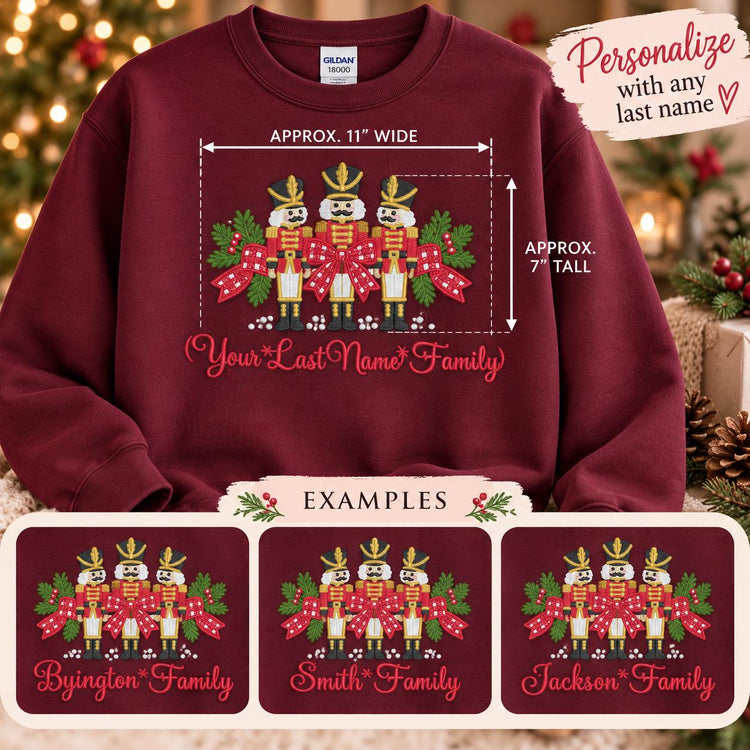 Personalized Christmas Sweatshirt Custom Family Name Nutcracker Crewneck