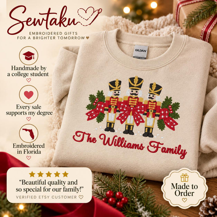 Personalized Christmas Sweatshirt Custom Family Name Nutcracker Crewneck