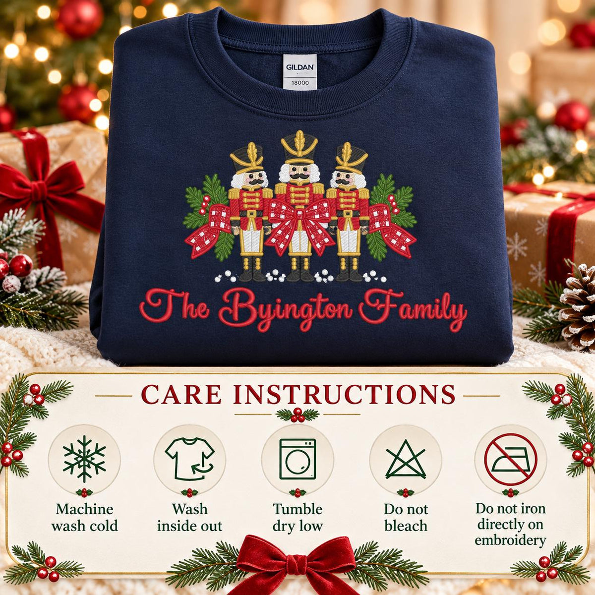 Personalized Christmas Sweatshirt Custom Family Name Nutcracker Crewneck