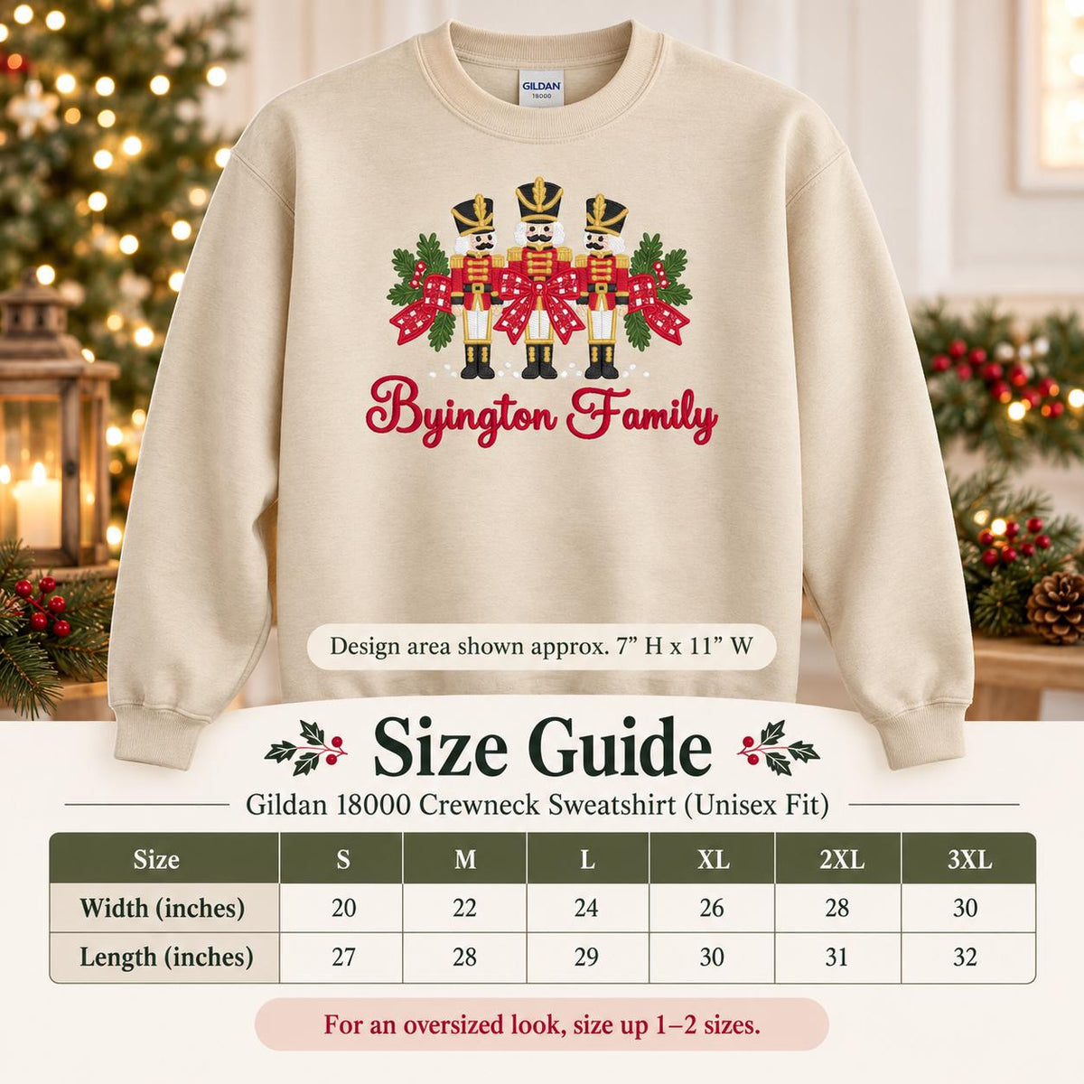 Personalized Christmas Sweatshirt Custom Family Name Nutcracker Crewneck